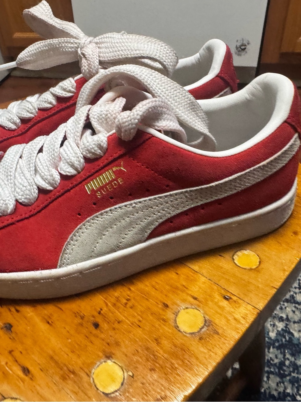 Puma Red Suede Sneakers with White Formstrip